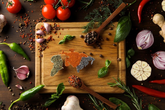 Zestaw przypraw i warzyw